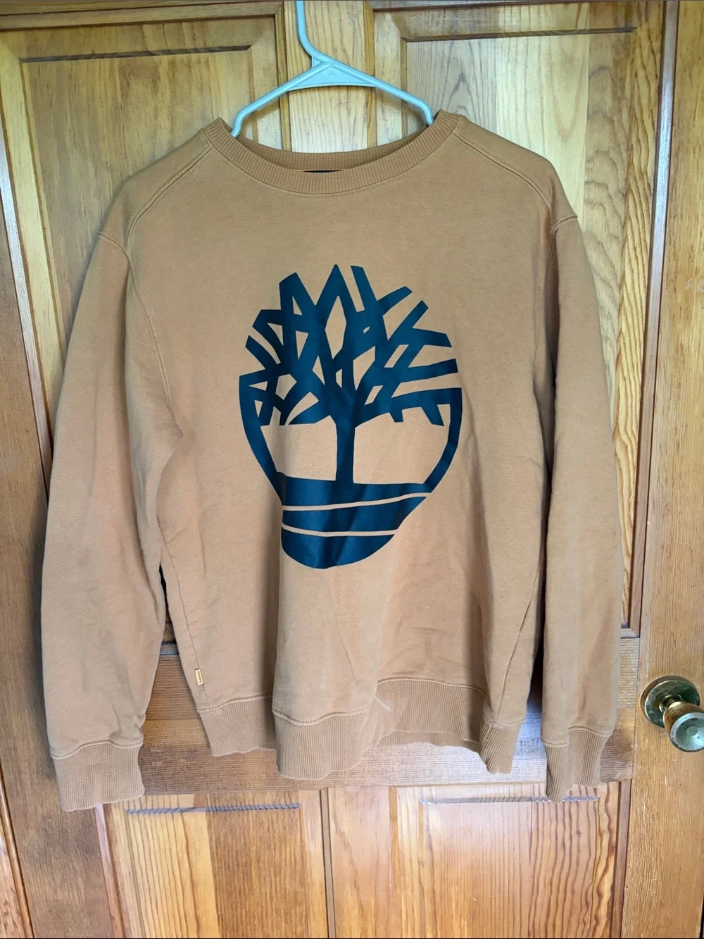Timberland Tan Crewneck Sweatshirt with Black Tree Logo